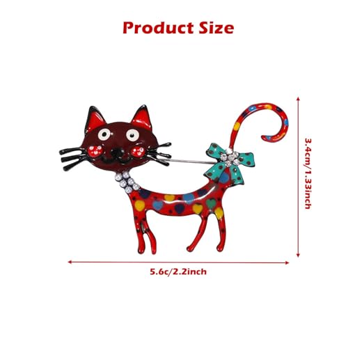 FFZDENA Enamel Pins, Fun Cat Red Brooch Pin for Women, Stylish Badges for Bags and Sarees, Unique Gift for Collectors and Fashion Lovers - Image 2
