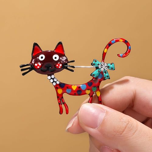 FFZDENA Enamel Pins, Fun Cat Red Brooch Pin for Women, Stylish Badges for Bags and Sarees, Unique Gift for Collectors and Fashion Lovers - Image 5