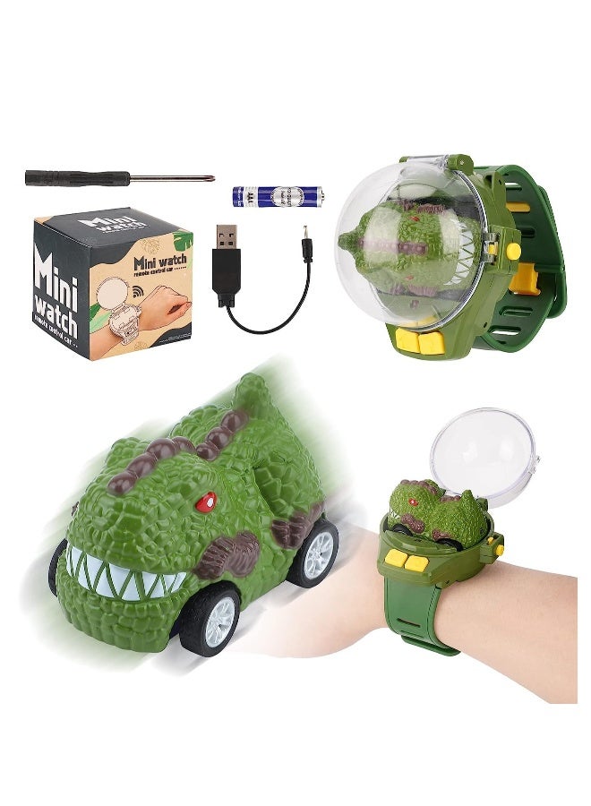 Watch Remote Control Car Toy, 2022 New Mini Remote Control Car Watch Toys, 2.4 GHz Cartoon RC Watch Racing Car, USB Charging Remote Control Car, Watch RC Car for Boys Girls Birthday Gift, Green - Image 1