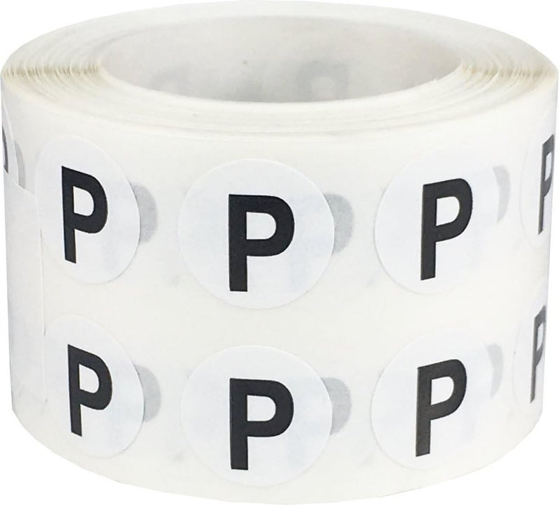 InStockLabels.com Letter P Inventory Labels .5 Inch Round Circle Dots 1,000 Adhesive Stickers - Image 1