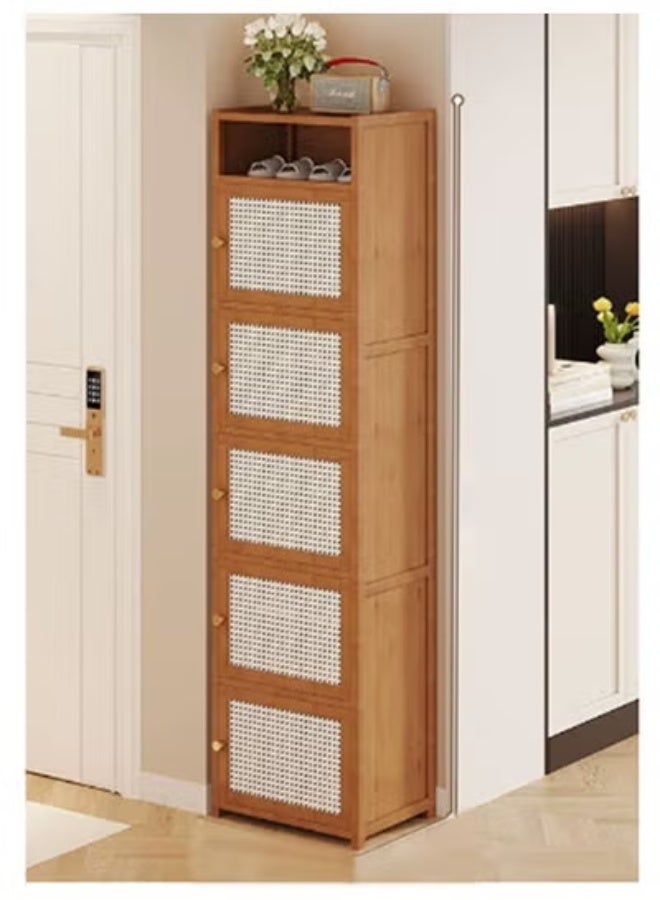 keke Shoe Cabinet with Woven Drawer – Compact Entryway Organizer for 2 Pairs, Easy Assembly, Ideal for Dorms & Homes 175*33*43CM - Image 1