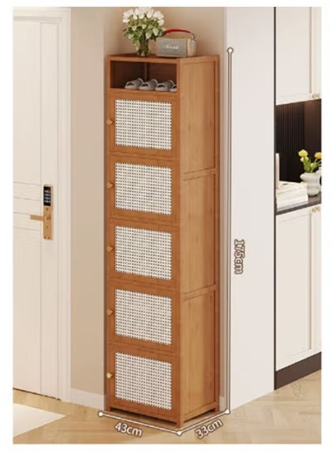 keke Shoe Cabinet with Woven Drawer – Compact Entryway Organizer for 2 Pairs, Easy Assembly, Ideal for Dorms & Homes 175*33*43CM - Image 2