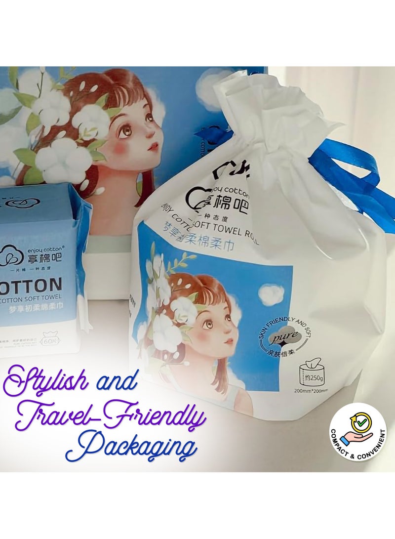 Easy to Use 24 Soft Cotton Wipes – 80 Sheets | 100% Natural Esthetic Wipes | Ultra-Soft & Absorbent | Ideal for Baby Care, Makeup Removal & Skincare | Disposable & Eco-Friendly  - Image 3