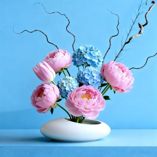 Elifinds Flower Frog Vase Kit Ikebana Flower Arrangement Ceramic Water Drop Flower Pot Flower Frog Flower Arrangement Vase Kit White Small Size - Image 3