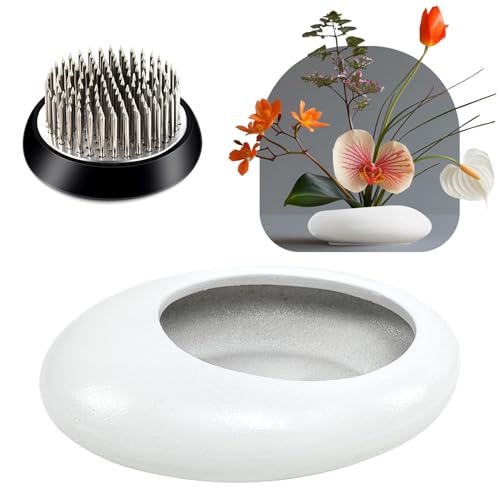 Elifinds Flower Frog Vase Kit Ikebana Flower Arrangement Ceramic Water Drop Flower Pot Flower Frog Flower Arrangement Vase Kit White Small Size - Image 1
