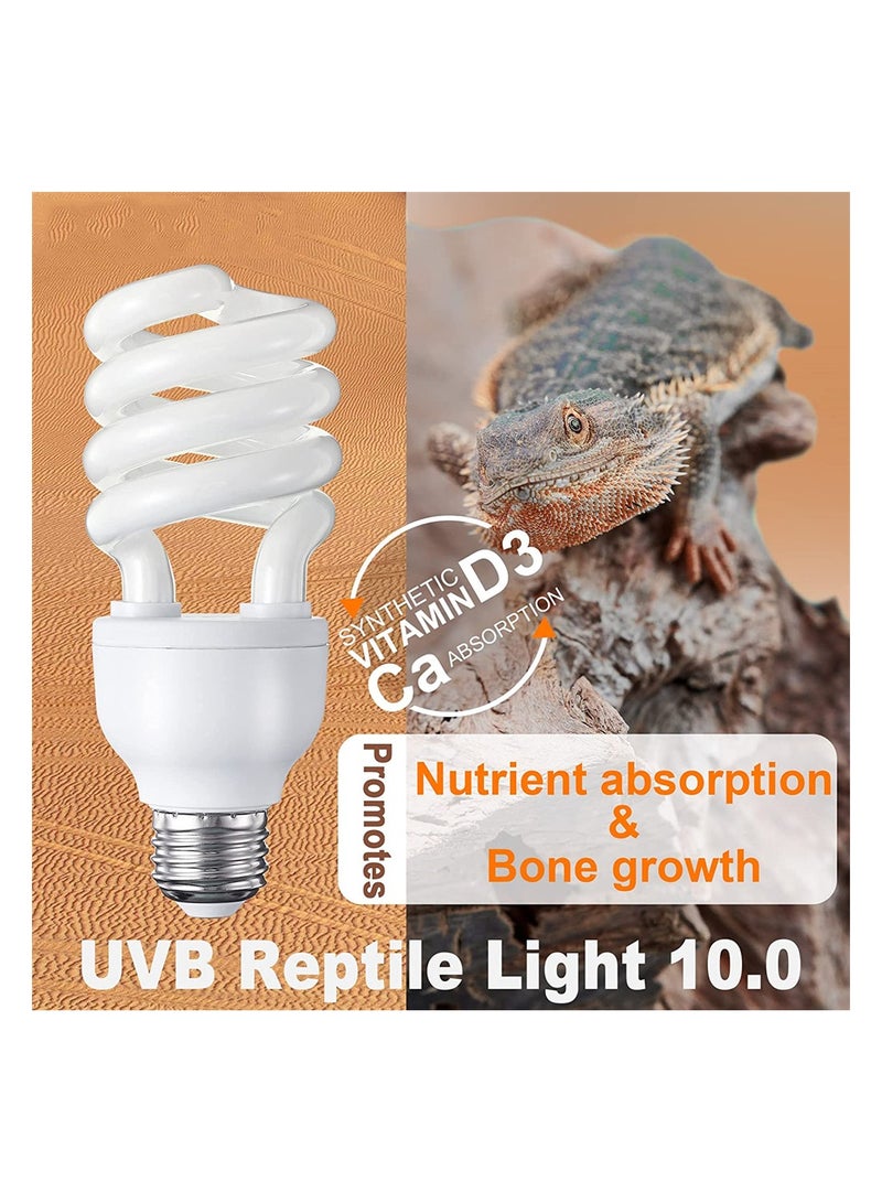 SYOSI Reptile Light Fixture Reptile UVB Bulb for Desert Reptiles Bearded Dragon Compact Fluorescent Terrarium Lamp white light - Image 2