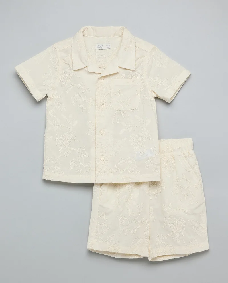 أر أند بي Embroidered Shirt and Shorts Set