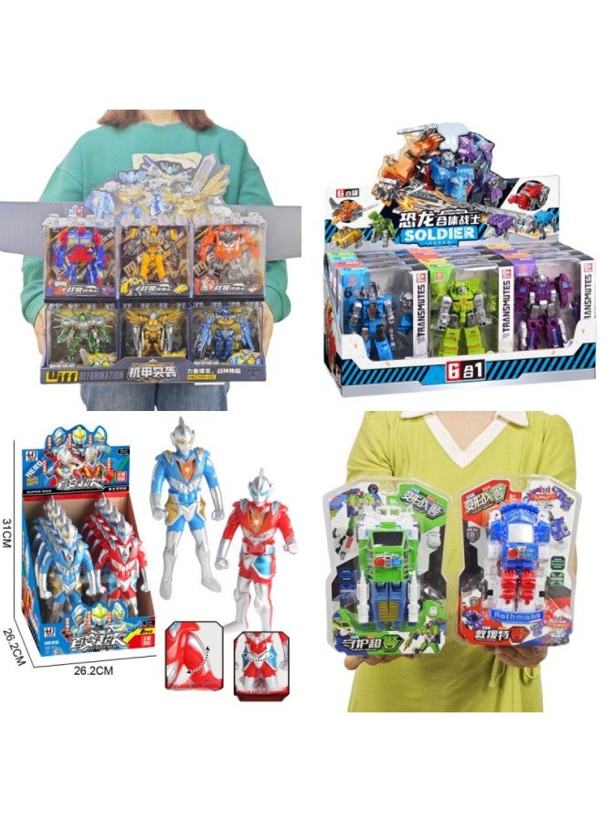 Show Boxed Toys Children's Deforming Robot Superman Warring Model Ornaments Educational Institutions Small Gifts Boys-Color:888-19 Large Superman + Monster - Image 2
