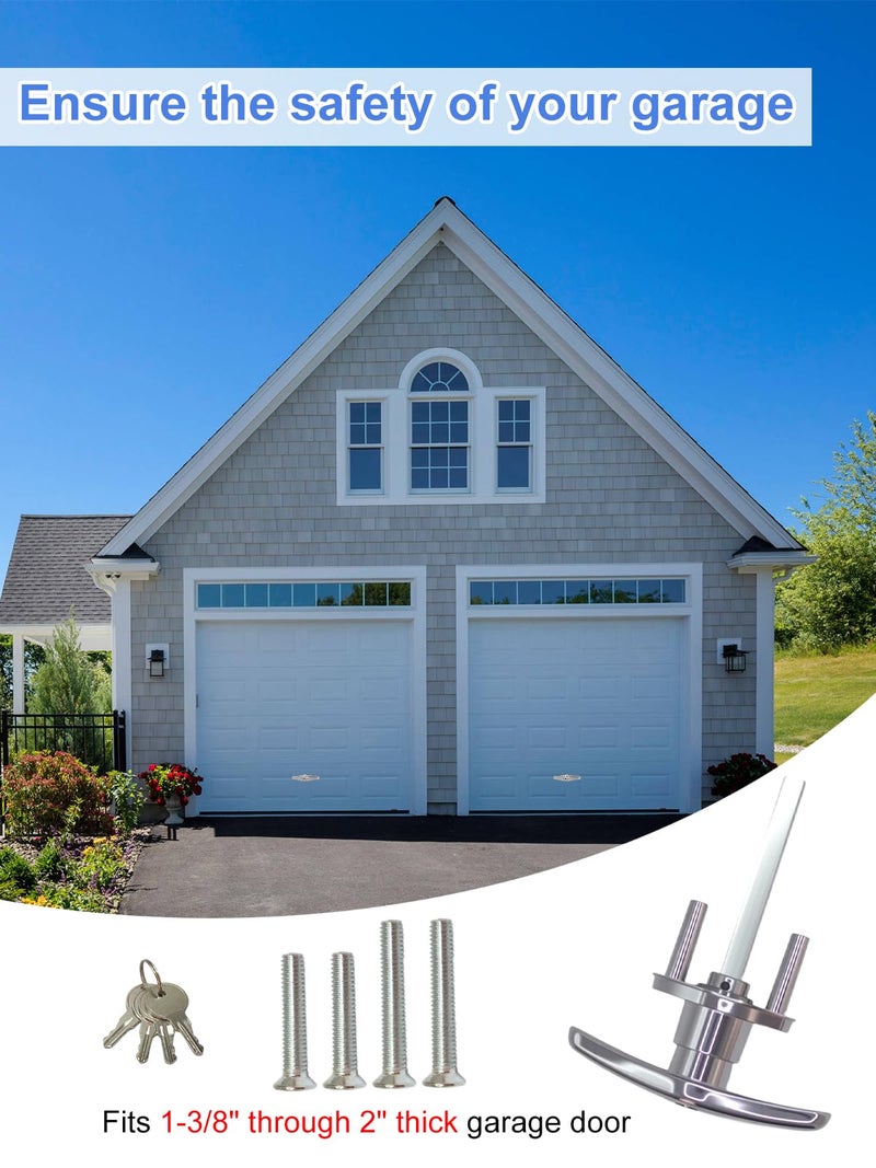 Quality Life Garage Door Lock T-Handle Locks Latch Replacement Parts With 4 Keys, Mounting Hardware Included, Fit 1-3/8"" To 2"" Thick Doors, T-Handles Locking Set For Garage Door - 1Pack - Image 2