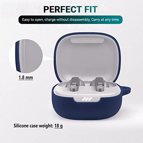 KACA Protective Shockproof Silicone Cover Case with Buckle Compatible with JBL Live Pro + / JBL Live Pro Plus (Midnight Blue) - Image 4