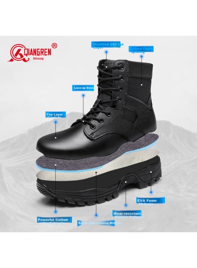 Strongman Qiangren Men's Boots, Jihua 3515 Original Combat Boots, Outdoor Puncture-resistant And Windproof Sand Training Boots, Jda24336, Black, Size 44 - Image 3