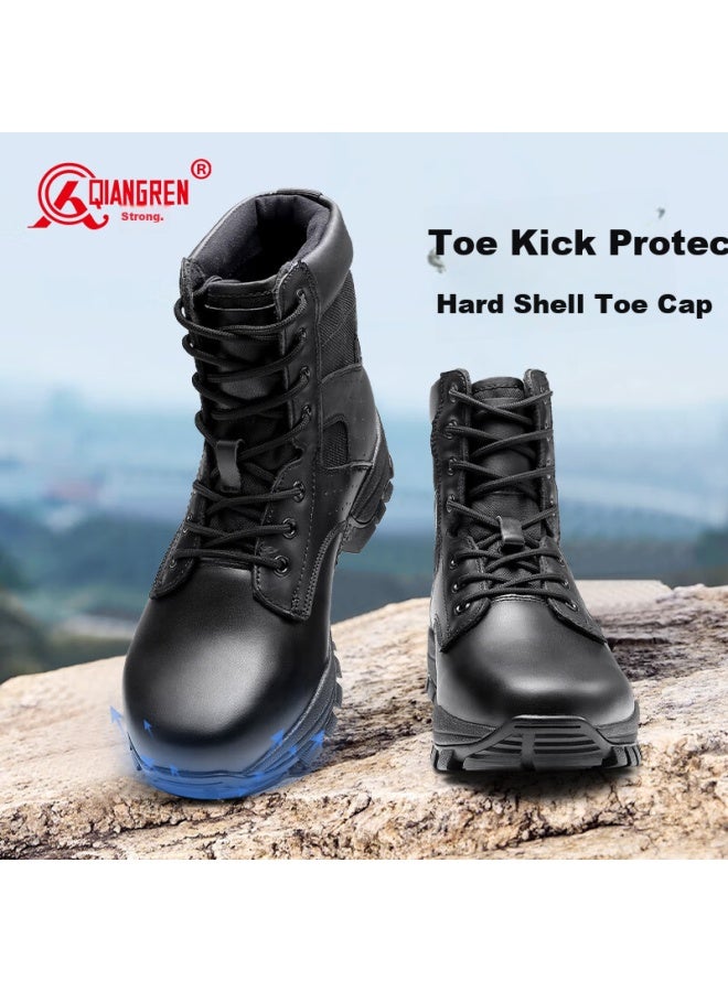 Strongman Qiangren Men's Boots, Jihua 3515 Original Combat Boots, Outdoor Puncture-resistant And Windproof Sand Training Boots, Jda24336, Black, Size 44 - Image 1