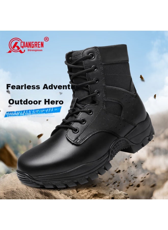Strongman Qiangren Men's Boots, Jihua 3515 Original Combat Boots, Outdoor Puncture-resistant And Windproof Sand Training Boots, Jda24336, Black, Size 44 - Image 5