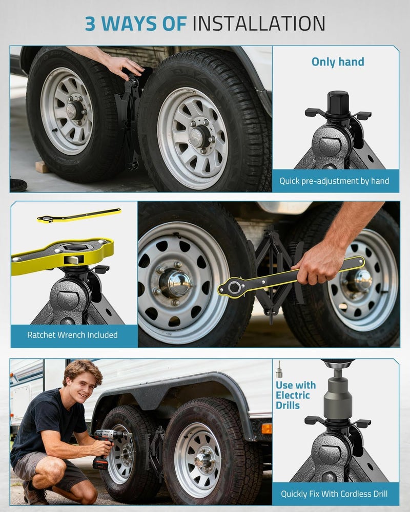 PAULINN Heavy Duty Camper RV Wheel Chock Stabilizer - 2 Sets for Travel Trailers - Image 2