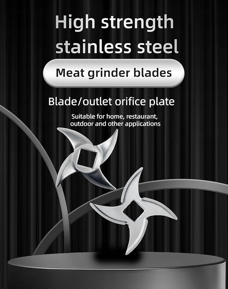 OUSTUE #12 Meat Grinder Blade Stainless Steel Knife Cutter Replacement, Please check the size and shape(2 pc) - Image 3