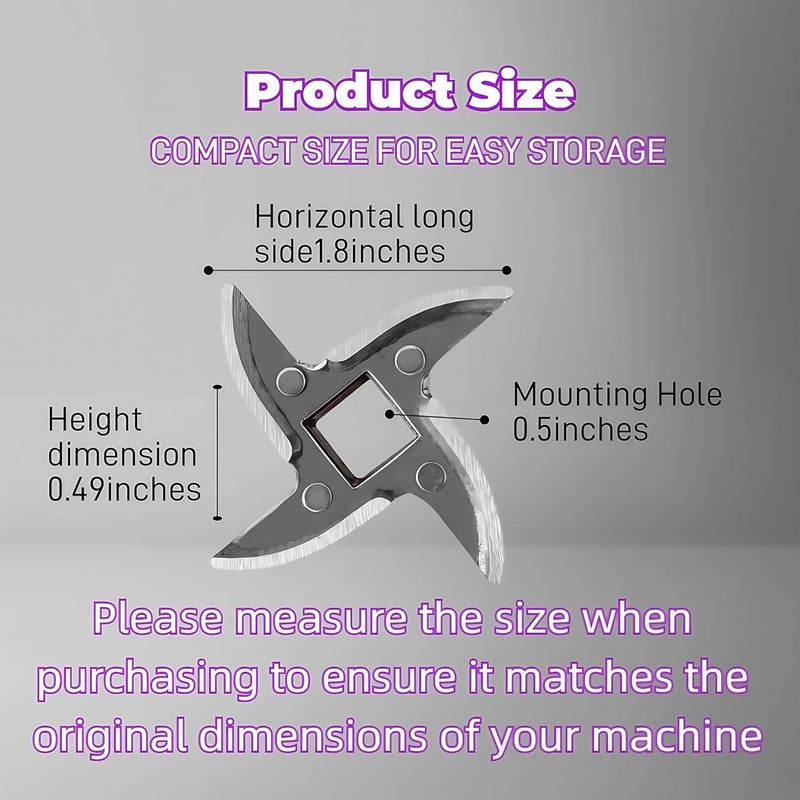 OUSTUE #12 Meat Grinder Blade Stainless Steel Knife Cutter Replacement, Please check the size and shape(2 pc) - Image 2