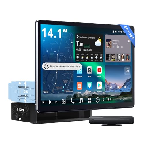 ATOTOZONE 14.1" QLED Single DIN & Double DIN Android Car Stereo, AI Agent & AI Vision, FlexView Pro Display, 7.1.2-Ch Audio, 4V RCA, HDMI in, 4G LTE, 8G+128G, Wireless CP&AA, ADS Protocol, Car IoT Hub,X10G141E - Image 1