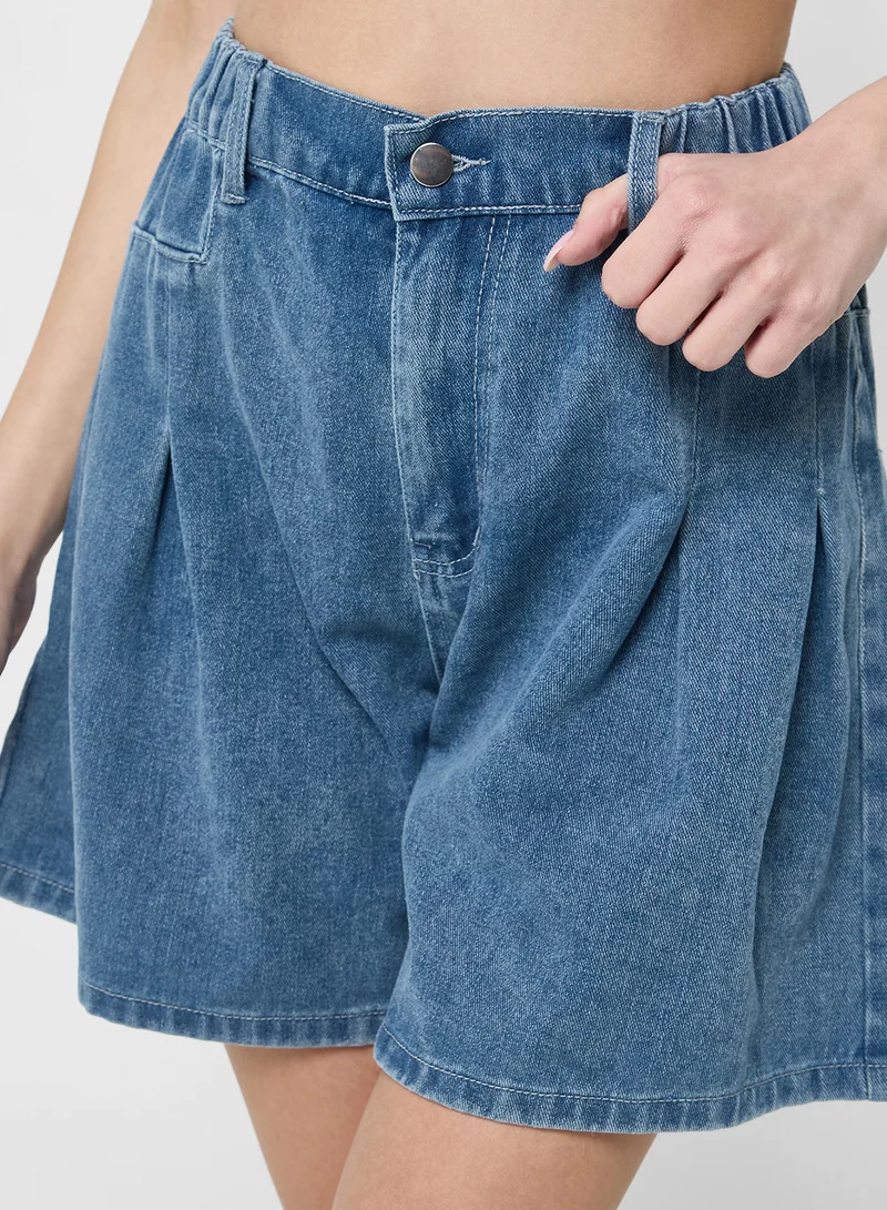 Ginger High Waist Denim Boxy Shorts