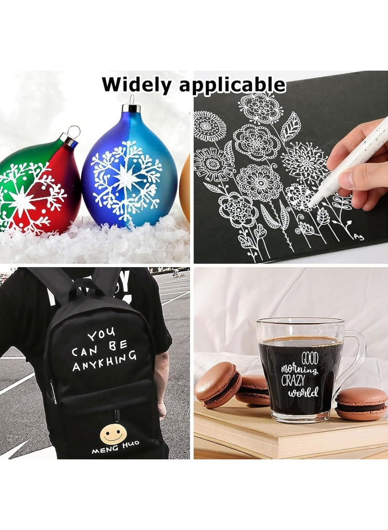 Barakah Permanent Markers Pens, White Fabric Paint Pens for DIY Projects, Dual Tip Fabric Paint Pens for T-Shirts, Shoes, Bags, Waterproof, Quick-Drying, Rock, Tyre Plastic, Glass, Wood, Fabric Cup, 6 Pcs - Image 5