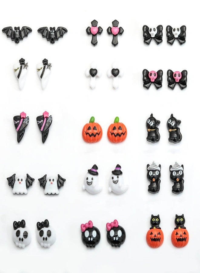 LYLYNB Halloween Nail Art Charms - 30pcs 3D Resin Designs: Bats, Ghosts, Pumpkins, Skulls - DIY Nail Accessories - Image 1