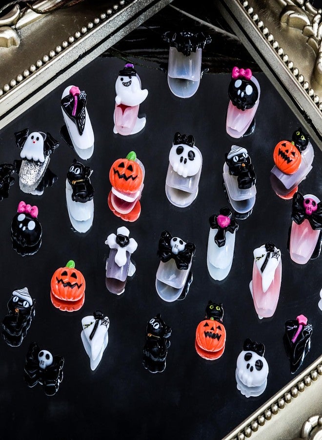 LYLYNB Halloween Nail Art Charms - 30pcs 3D Resin Designs: Bats, Ghosts, Pumpkins, Skulls - DIY Nail Accessories - Image 3