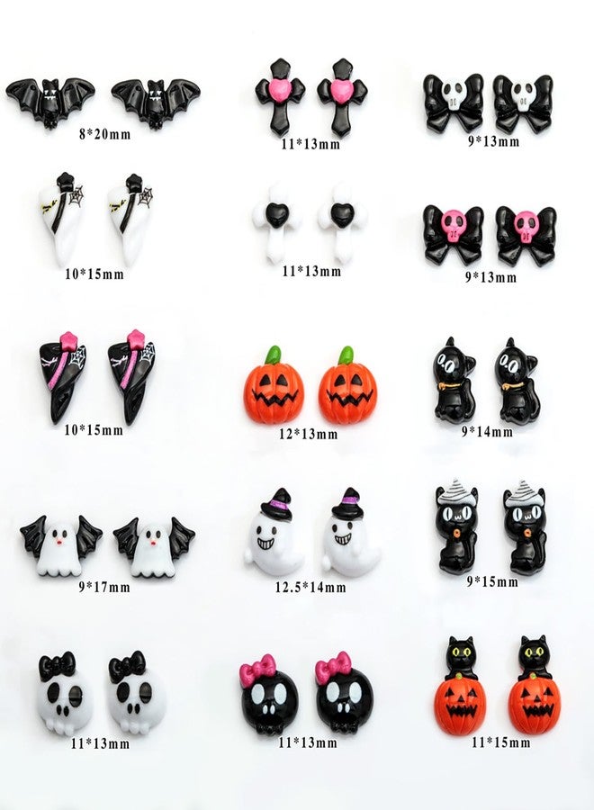 LYLYNB Halloween Nail Art Charms - 30pcs 3D Resin Designs: Bats, Ghosts, Pumpkins, Skulls - DIY Nail Accessories - Image 5