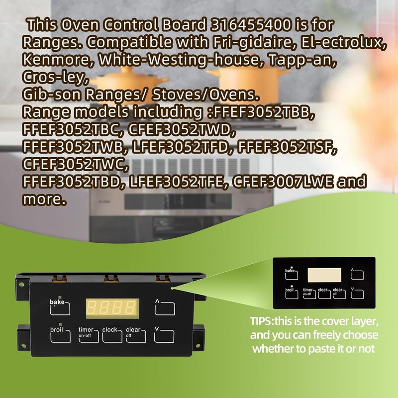 Saiyugty 5304518660 316455400 316222801 Range Oven Stove Clock Timer Control Board Replacement Part Compatible for Frigidaire Electrolux Kenmore Electric Range, 7 Button - Image 5