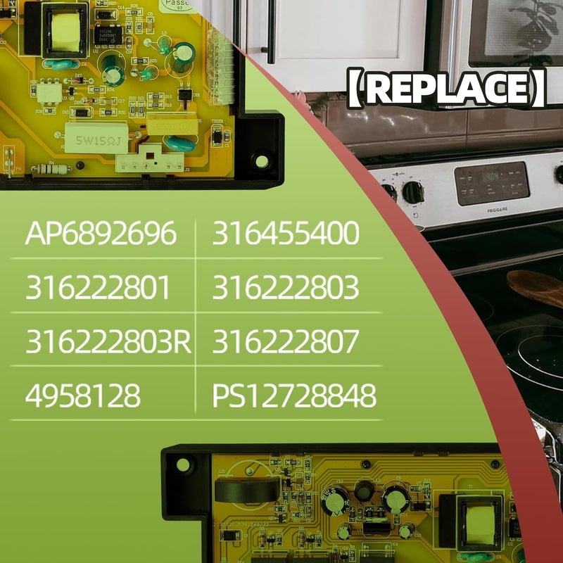 Saiyugty 5304518660 316455400 316222801 Range Oven Stove Clock Timer Control Board Replacement Part Compatible for Frigidaire Electrolux Kenmore Electric Range, 7 Button - Image 4