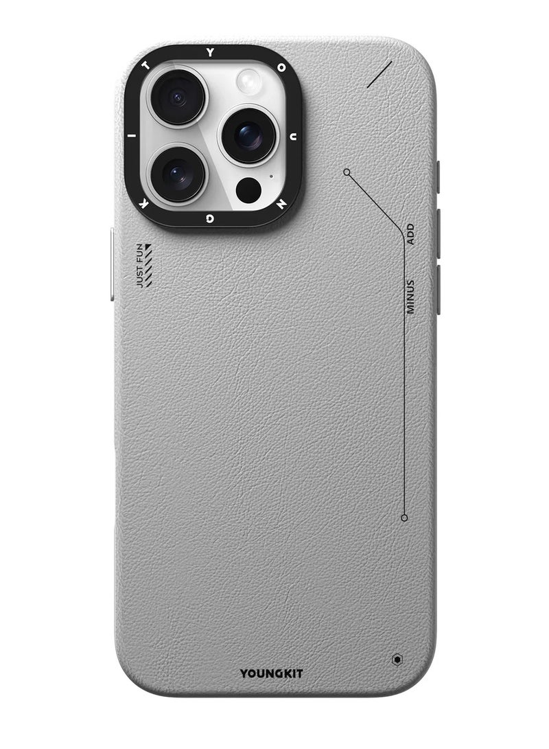 YOUNG KIT Matte Leather Case for iPhone 16 Pro Max – Minimalist Design with Full-Body Shock Absorption, Anti-Smudge Finish, and Precision Laser Engraving - Image 1