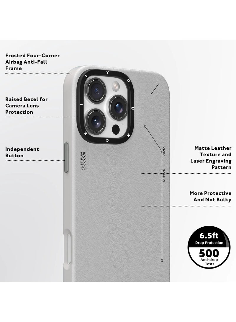 YOUNG KIT Matte Leather Case for iPhone 16 Pro Max – Minimalist Design with Full-Body Shock Absorption, Anti-Smudge Finish, and Precision Laser Engraving - Image 3