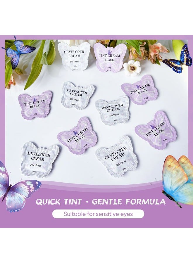 Libeauty Eyelash Black Color Kit, Semi-Permanent Hair Color Kit for Lash and Brow Cute Butterfly Disposable Individual Sachet Kit Instant Voluminous Coloring Eyebrow Colour Kit - Image 5