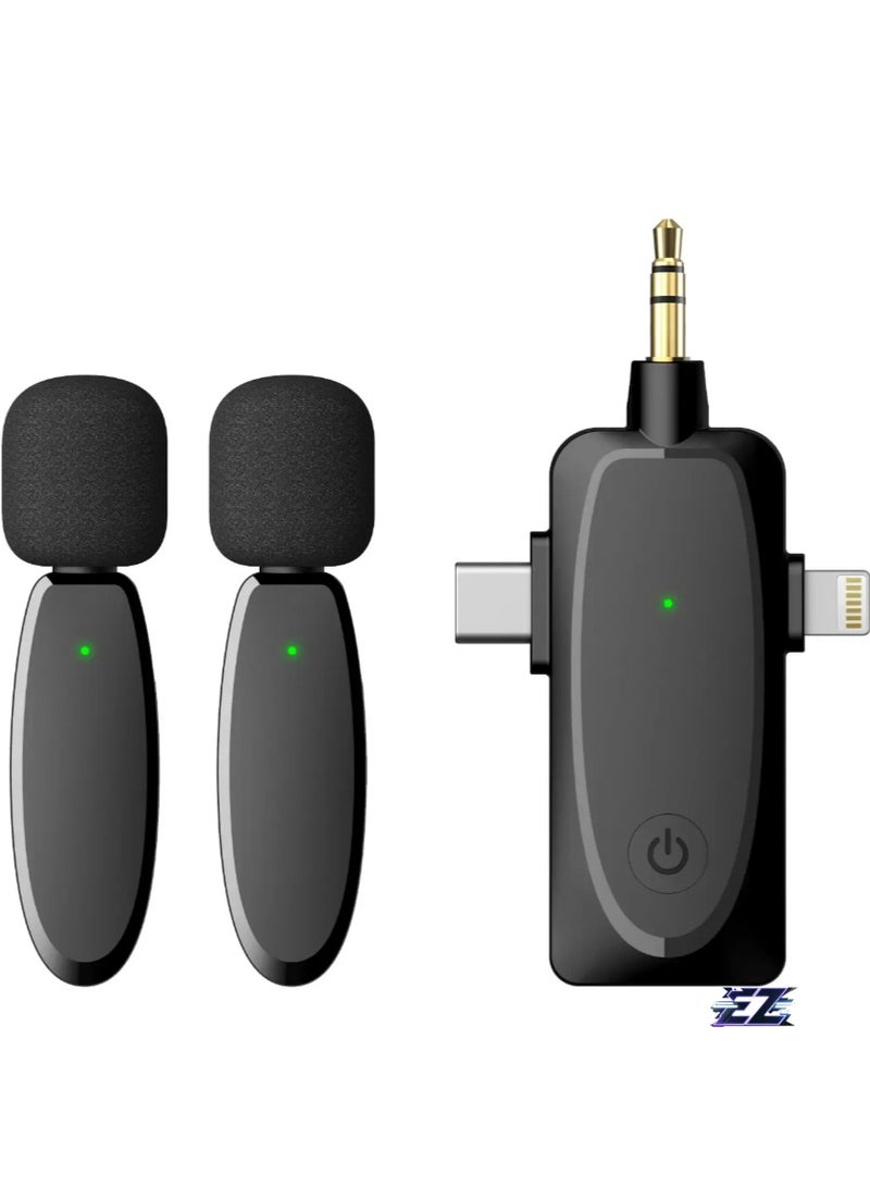 ELTRAZONE 3-in-1 Wireless Lavalier Microphone System - Dual Mic Receiver for Smartphones, Laptops, and Cameras - Image 1