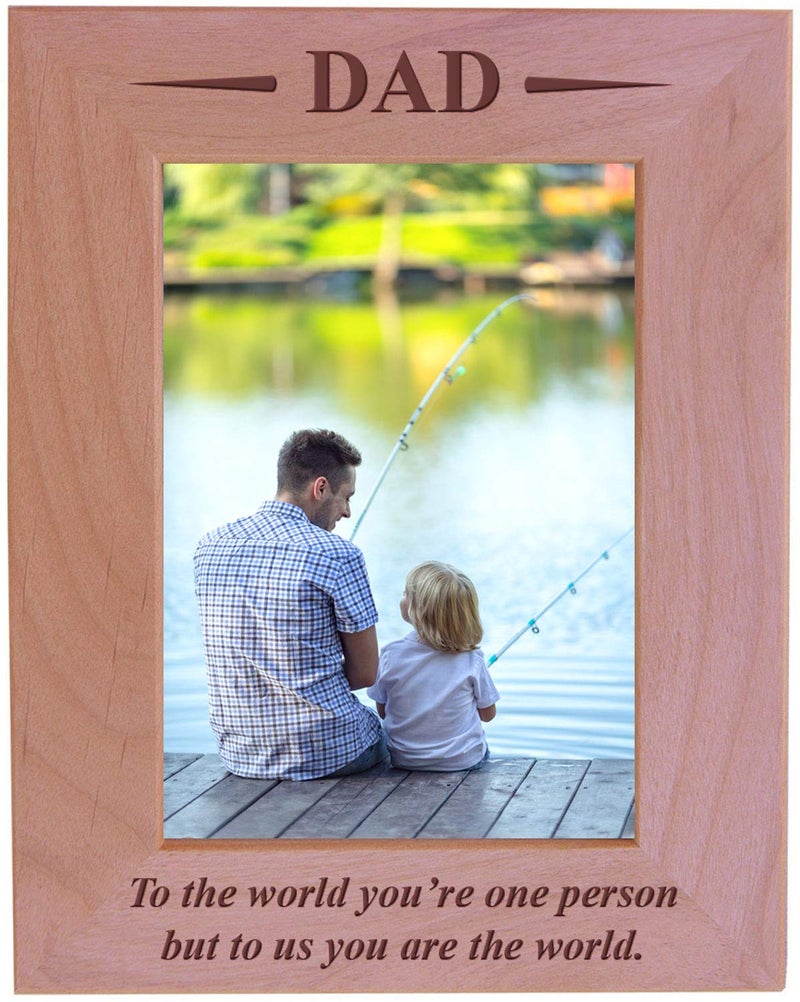 CustomGiftsNow Dad to The World Youre one Person but to us You are The World Engraved Wood Picture Frame 5x7 Vertical