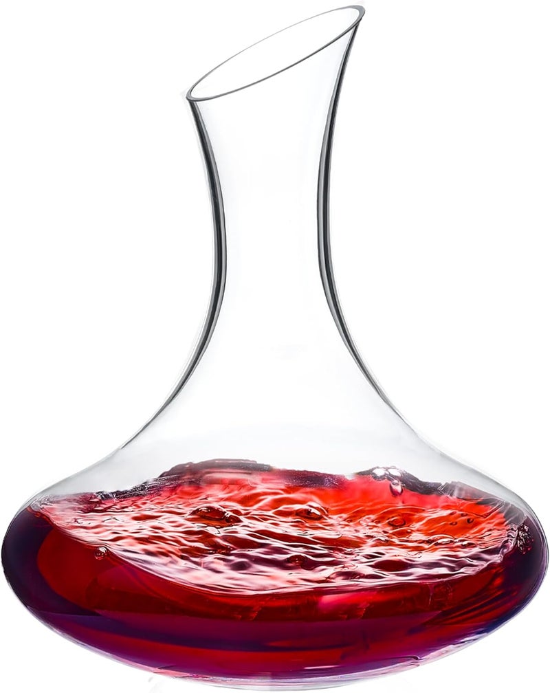 Wlasss Wine Decanter, 1100ml /37.2oz Red Wine Decanter, Hand Blown Lead-Free Crystal Wine Carafe, Small Decanter for White and Red Wine, Elegant Design Easy Pour, Wine Gifts for Christmas - Image 1