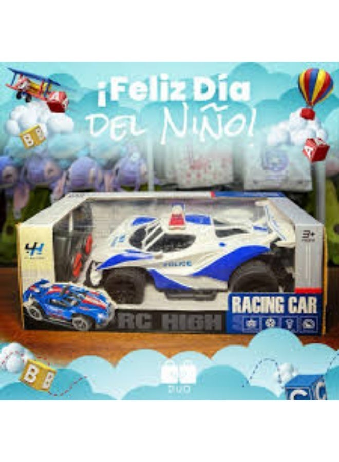 GTG TOYS Kids' Remote Control Racing Police Car Toy with Durable, Shock-Resistant Body - Black and White - Image 3
