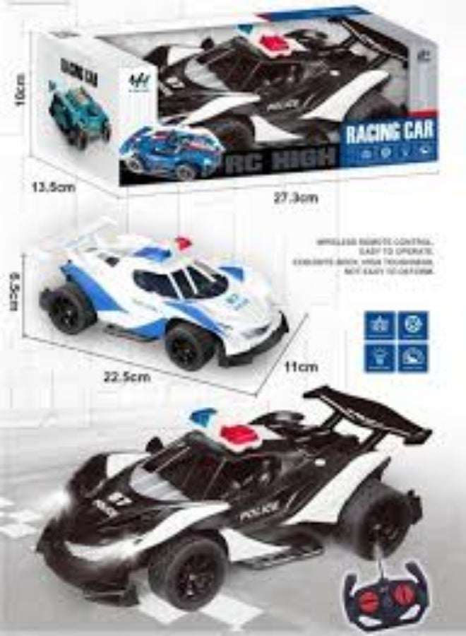 GTG TOYS Kids' Remote Control Racing Police Car Toy with Durable, Shock-Resistant Body - Black and White - Image 2