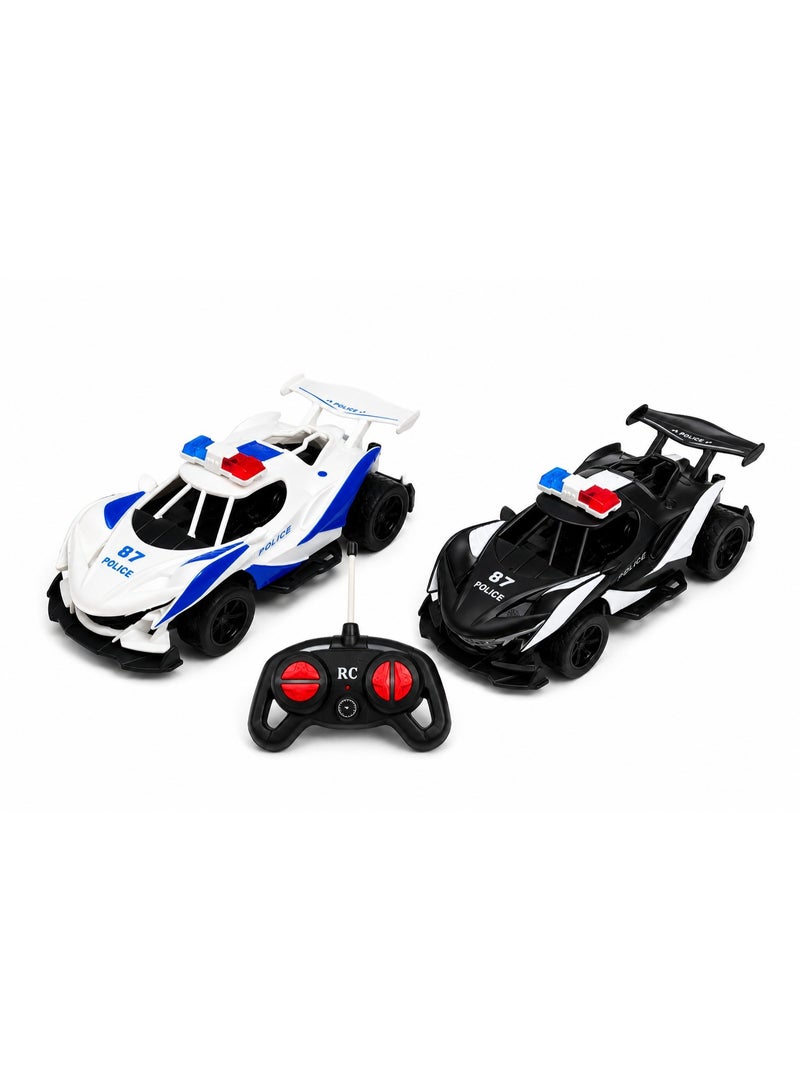 GTG TOYS Kids' Remote Control Racing Police Car Toy with Durable, Shock-Resistant Body - Black and White - Image 1
