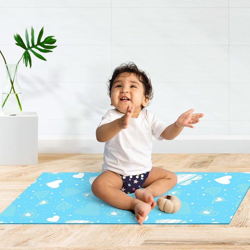Superbottoms Basic Bed Protecting Mats-Bed & Floor Protector/Playmat, Super Light-Weight, Sleek Design, 8.5X Absorbent, Anti-Heat, Washable & Reusable, InstaDry mats (50cm x 70cm)- Breezy Blue (Small) - Image 1