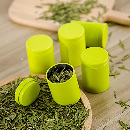Tianhui Small Tin Can Box with Airtight Lids Canister for Coffee Tea Candy Storage Loose Leaf Tea Tin Containers Storage 5 Pcs (Green, M) - Image 5