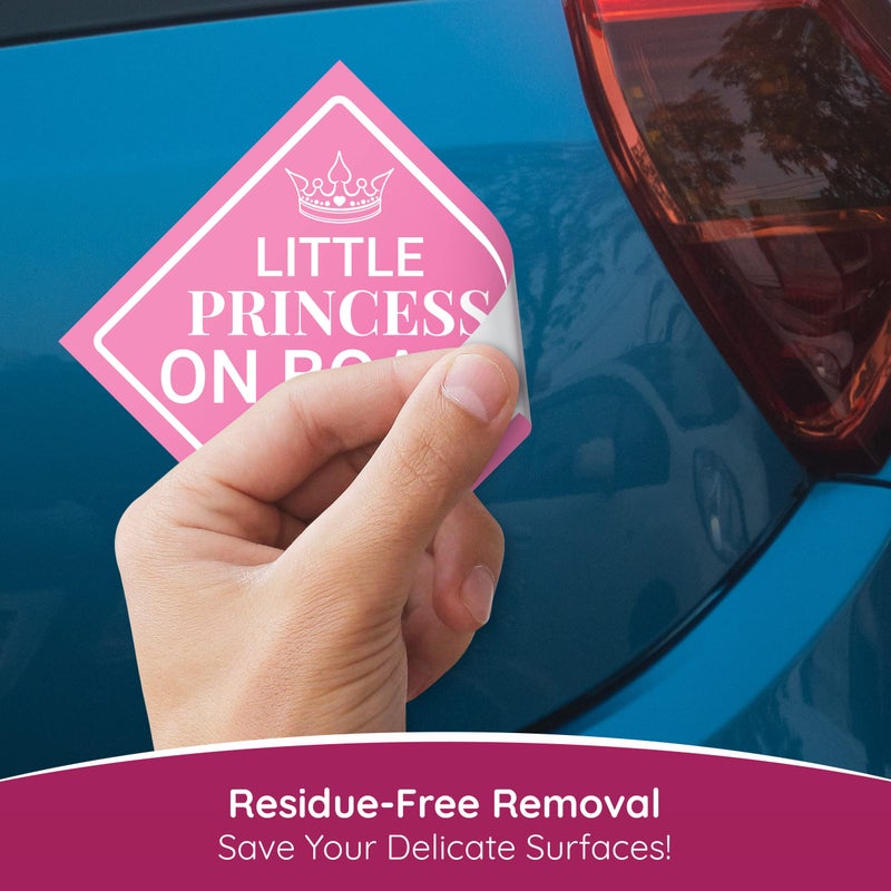 ELLOPI Super Cute  Elegant 4.5in Princess on Board Sticker 1pk. Bright Pink Diamond Newborn Caution Car Bumper Decals. Premium Vinyl Baby Safety Warning Label for Vehicles  Trucks  Automobiles  Cars  Vans - Image 5