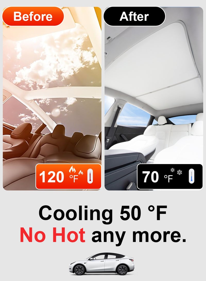 CHIYLE 2025 2026 New Tesla Model Y Juniper Roof Sunshade, [No Gaps & No-Sagging] Insulation UV Rays Protection 2025 Tesla Model Y Juniper Sunroof Shade & Sunshade Roof for Tesla Model Y Accessories 2025 Tesla Model Y Accessories 2026 Tesla Model Y Juniper Accessories(Gray) - Image 4