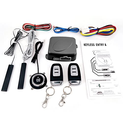 ERYUE Car Start System, 9Pcs Car SUV Switch Keyless Entry Engine Start Alarm System Push Button Remote Starter Stop Auto Anti-Theft System - Image 1