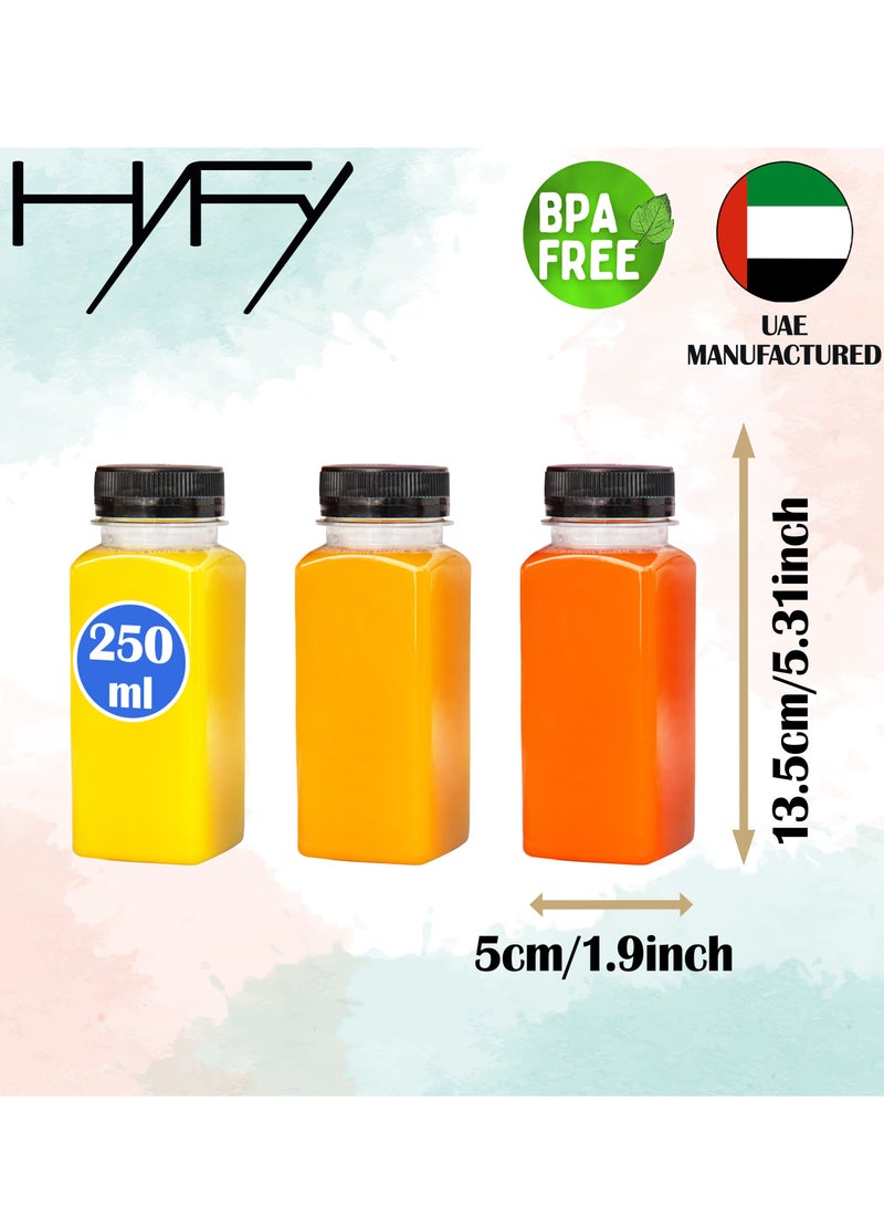 HYFY [24 PCS] 250ml Plastic Juice Bottles 8.4 oz Clear Plastic Bottles With Caps Milk Bottle Water Bottles For Kids Empty Bottle Zamzam Water Gym Water Bottle Reusable Plastic Juice Bottle Leak Proof - Image 3