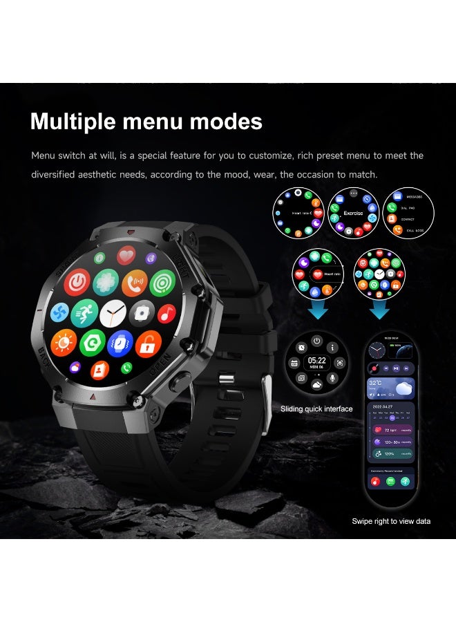 RollsTimi  Men's Smart Waterproof Sports Watch, Bluetooth Call, 1.53"Inch High-Definition Touch Screen, Multi-Dimensional Health Monitoring, With Flashlight and Compass,Long-Lasting Battery Life TR3MAX Silver Brown - Image 5