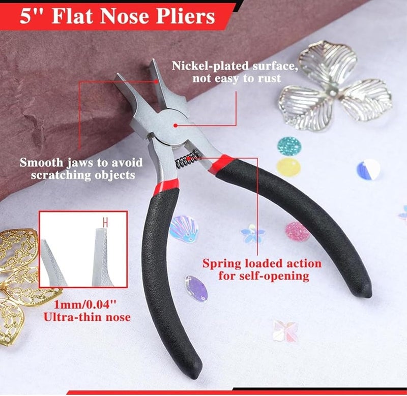 Dpofirs Slim Flat Nose Pliers, Ergonomic Grip Accurate Shaping Multifunctional Flat Nose Jewelry Pliers for Jewelry Making - Image 2