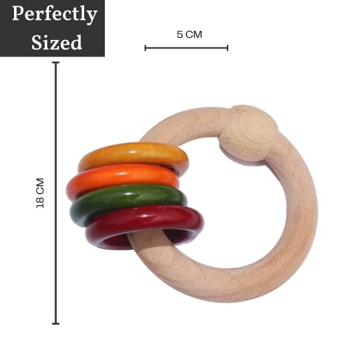 Gift Equals Love Wooden Hand Crafted Rattle Set for Kids, Babies, Infants, Non Toxic Finished by Indian Artisans- Multi Color (Set of 2) - Image 5