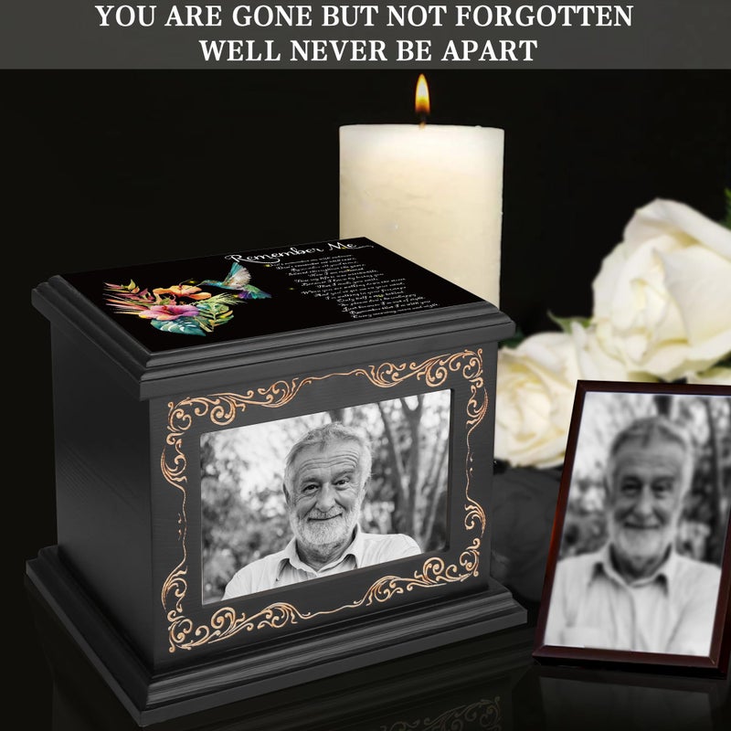 ADMLC Cremation Urns for Human Ashes Adult Male or Female, Funeral Memorial Urns for Ashes with Photo Frame, Wooden Urns Box and Casket for Men Women, Burial Urn for Adults Up to 200 IBS - Image 4
