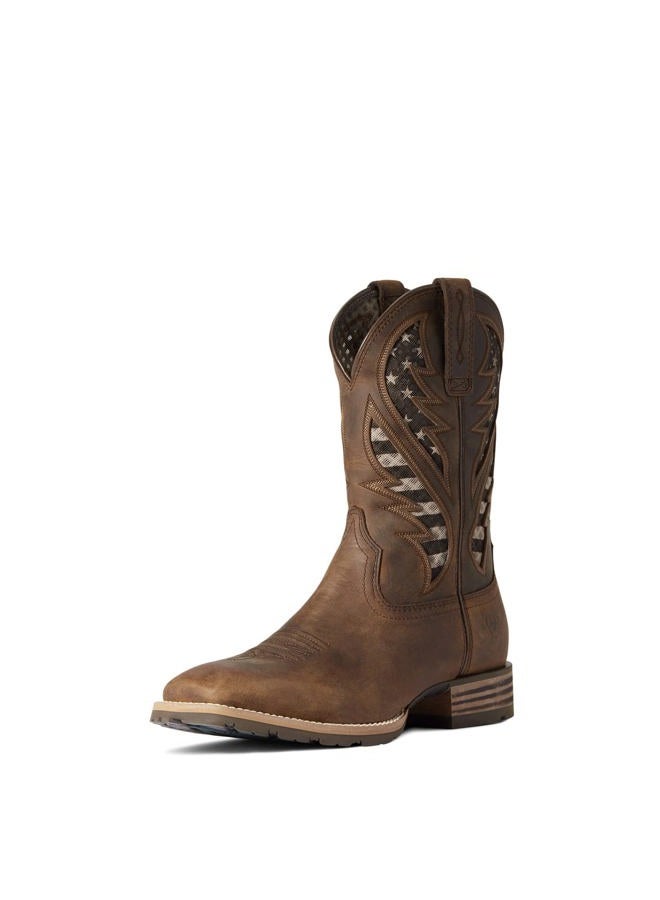 Hybrid Venttek Mens Boot, Distressed Brown/America Flag, 13 Wide