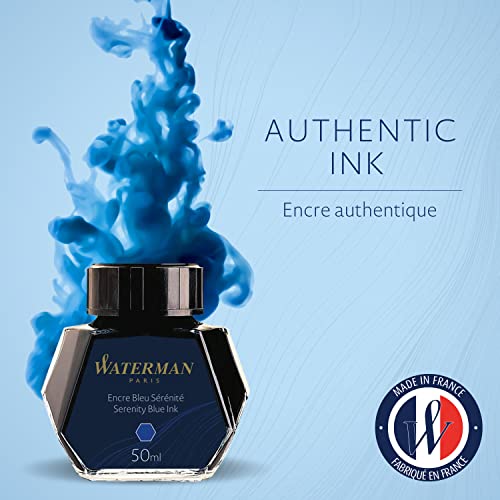 Waterman Fountain Pen Ink, Serenity Blue Ink, 50ml Bottle, For Refillable Fountain Pens - Image 2