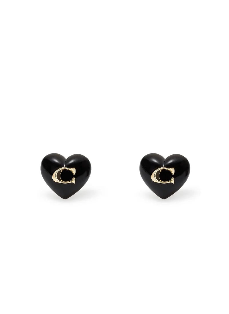 COACH Signature Heart Stud Earrings